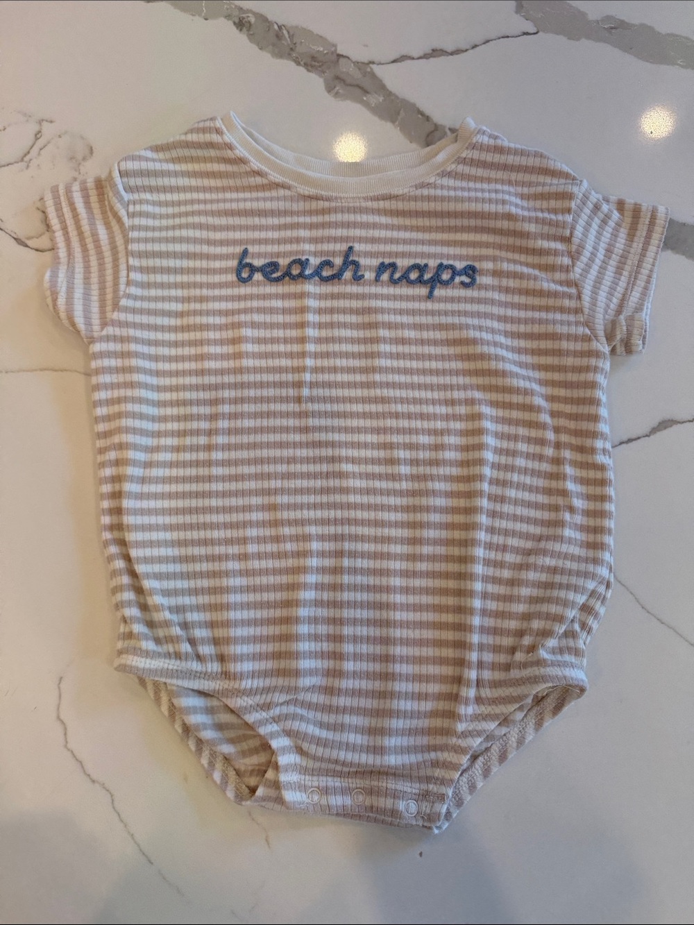 cloud island Beige & White Striped "beach naps" One-Piece
